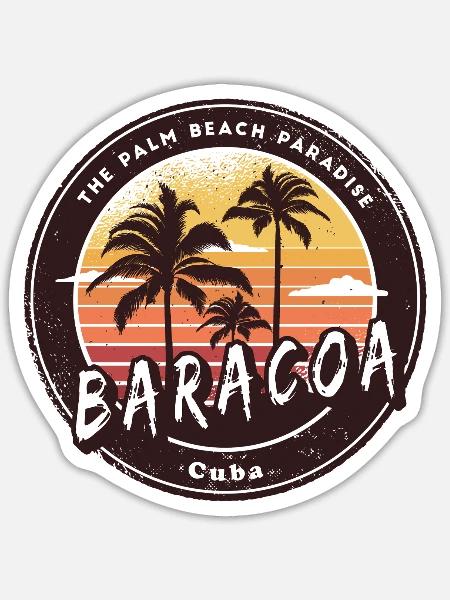 Baracoa Palmen und Strand Design - Sticker Größe S (10 x 10 cm) - Mattweiß