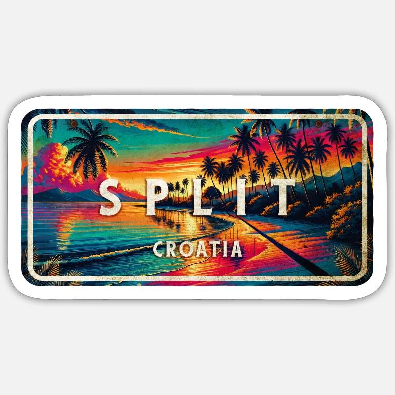 Split Croatia Sunset Design - Sticker size S (10 x 10 cm) - white matte