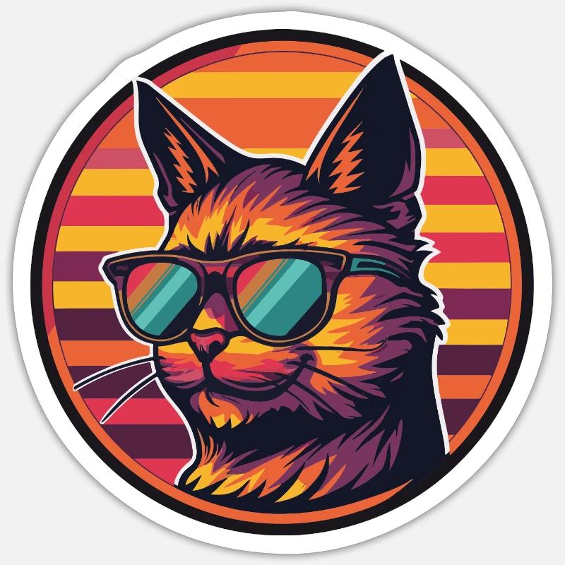 Cat Comic Cool Summer - Sticker size S (10 x 10 cm) - white matte