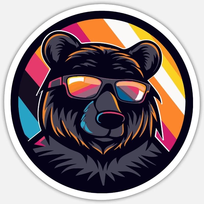 Bear Comic Cool Summer - Sticker size S (10 x 10 cm) - white matte