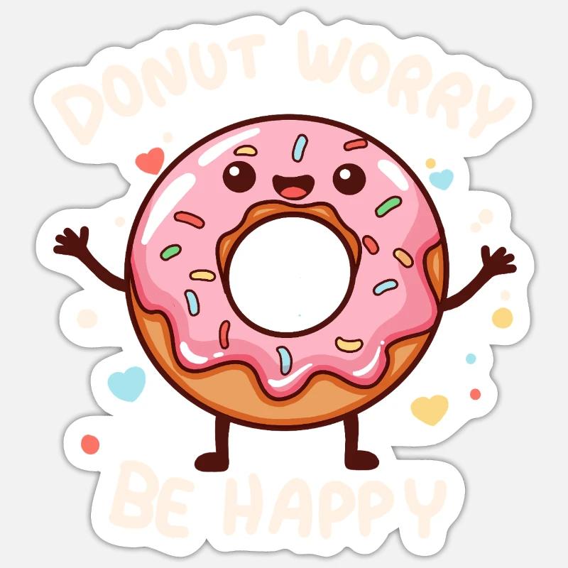 donut worry - Sticker taille S (10 x 10 cm) - blanc mat