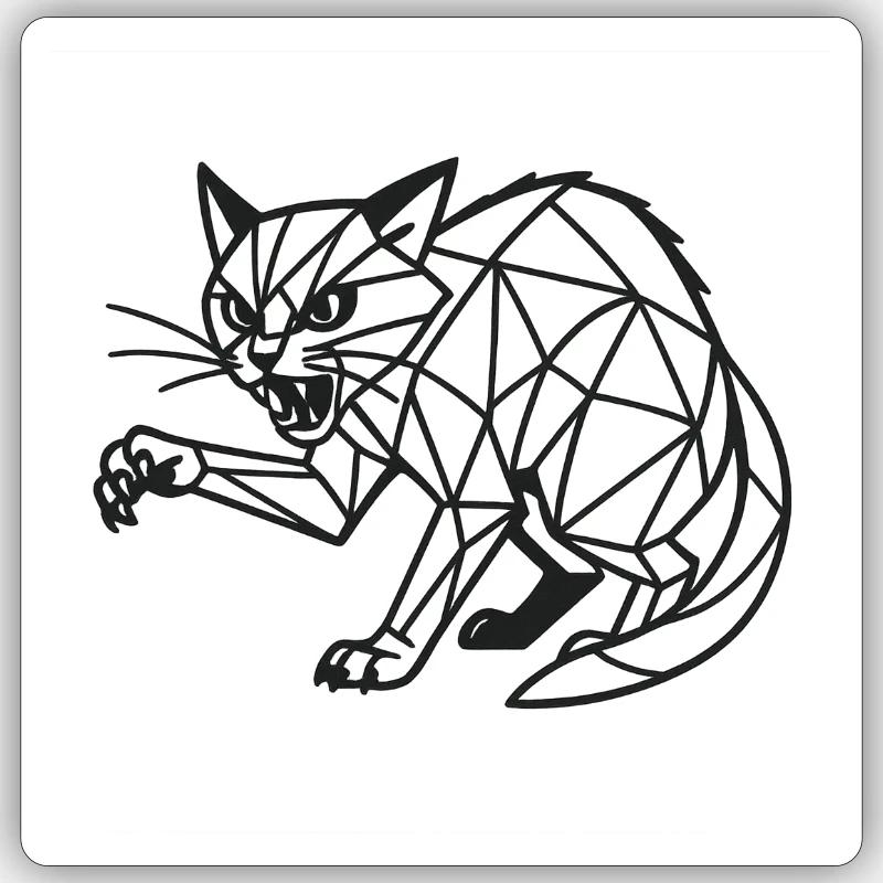 Chat en colère - Sticker taille S (10 x 10 cm) - blanc mat