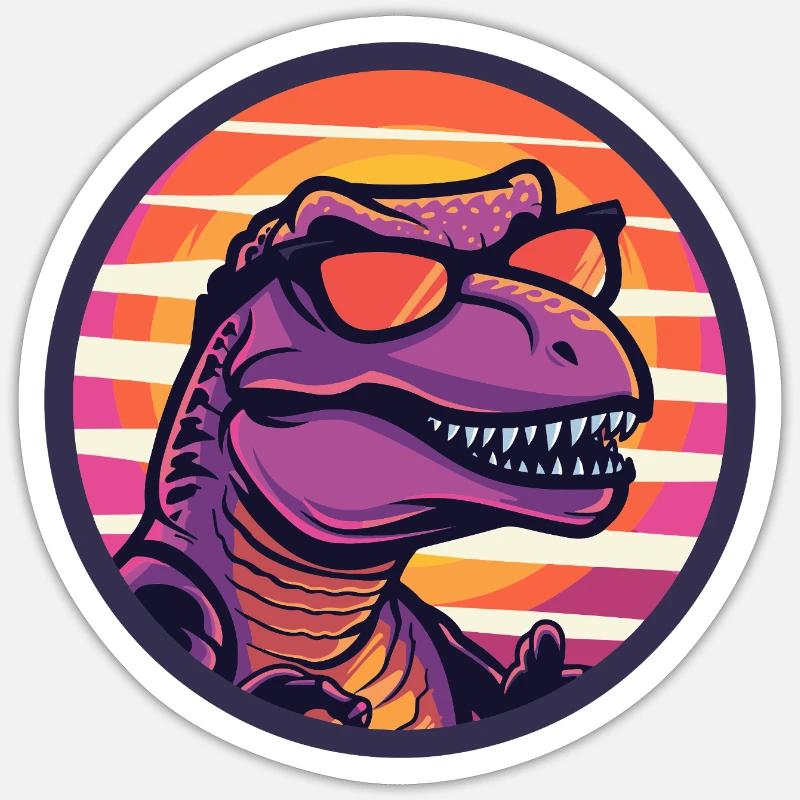 Dinosaur T-Rex Cool Summer - Sticker size S (10 x 10 cm) - white matte