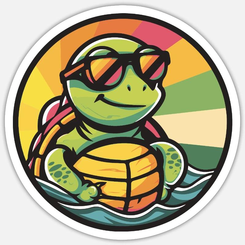 Turtle Comic Cool Summer Sticker size S (10 x 10 cm)