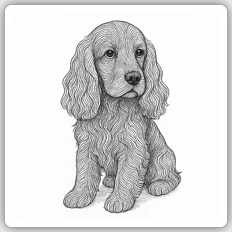 Cocker Spaniel Line Drawing Sticker size S (10 x 10 cm)