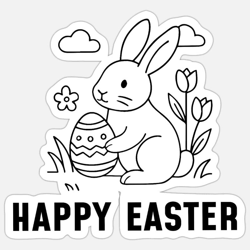 Happy Easter - Sticker Größe S (10 x 10 cm) - Mattweiß