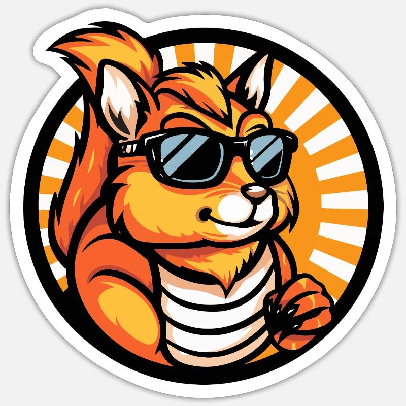 Eichhörnchen Comic Cool Sommer Sticker Größe S (10 x 10 cm)