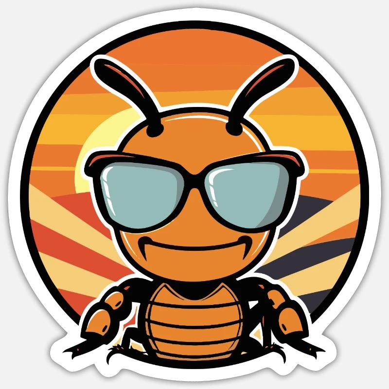 Fourmi Cool Été - Sticker taille S (10 x 10 cm) - blanc mat