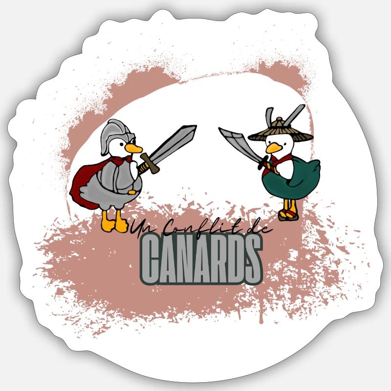 Conflit de canard - Sticker taille S (10 x 10 cm) - blanc mat