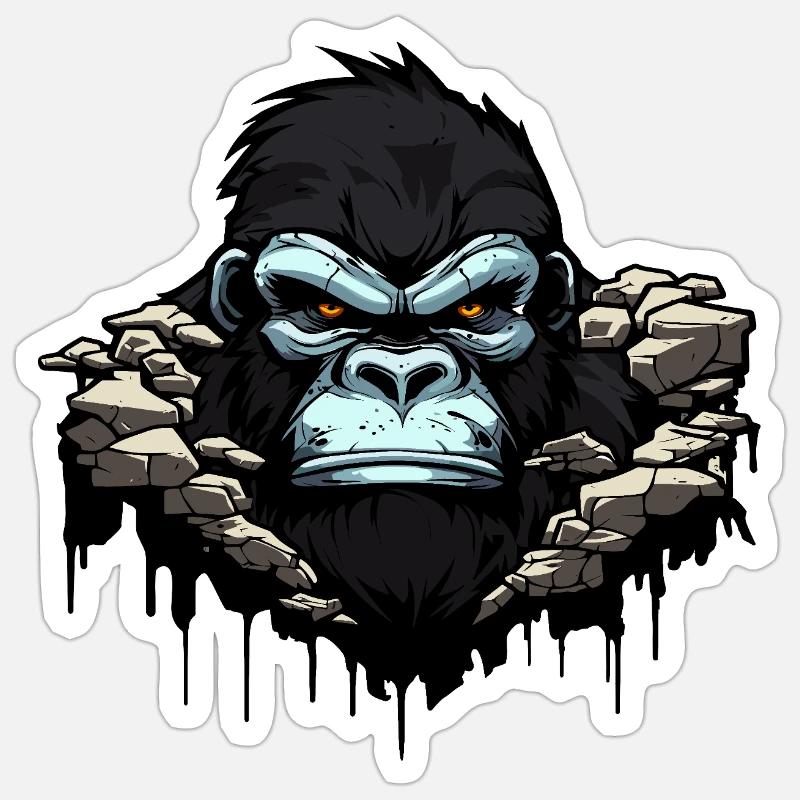 Gorilla silverback monkey - Sticker size S (10 x 10 cm) - white matte