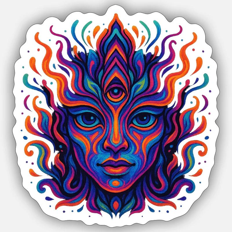 Explosion de couleurs psychédéliques Sticker taille S (10 x 10 cm)