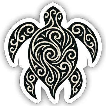 Mana Honu – Polynesian Turtle - Sticker Größe S (10 x 10 cm) - Mattweiß - Vorne