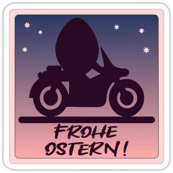 MOTORRAD - FROHE OSTERN - OSTEREI - Sticker Größe S (10 x 10 cm) - Mattweiß - Vorne