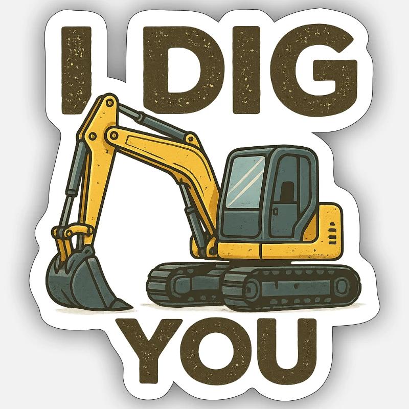 Bagger - Sticker Größe S (10 x 10 cm) - Mattweiß