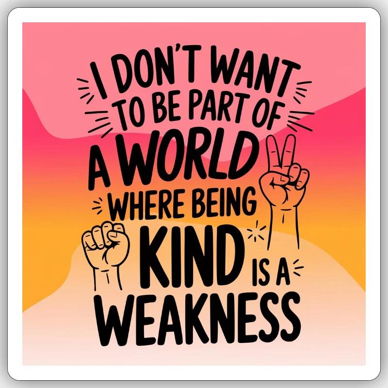 Being kind is no weakness - Sticker Größe S (10 x 10 cm) - Mattweiß