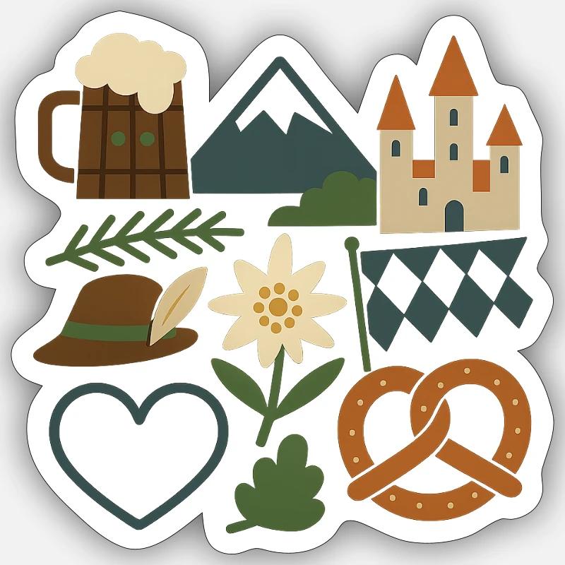 Collage de Bavière - Sticker taille S (10 x 10 cm) - blanc mat