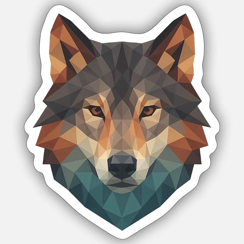 Geometric Wolf Head Sticker size S (10 x 10 cm)