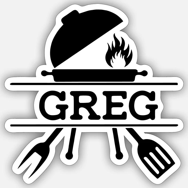 Grill Greg - Sticker Größe S (10 x 10 cm) - Mattweiß