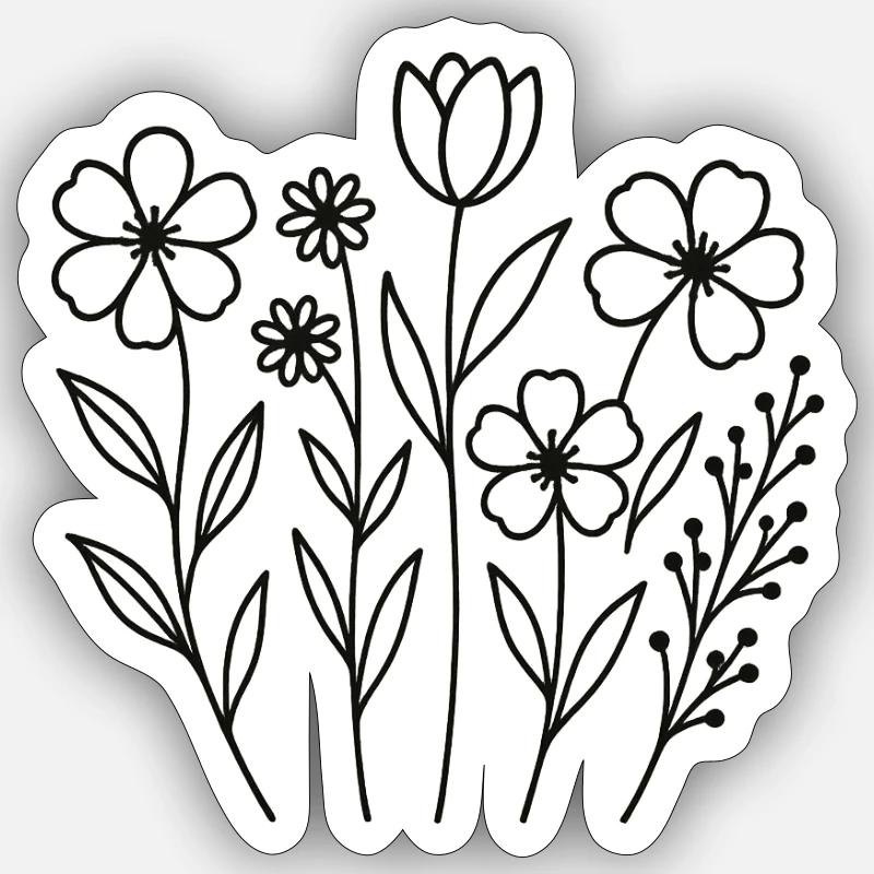 Blumen Grafik - Sticker Größe S (10 x 10 cm) - Mattweiß
