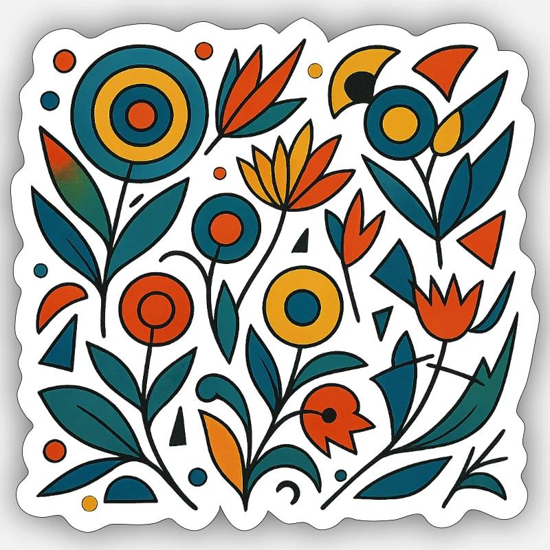 Fleurs abstraites - Sticker taille S (10 x 10 cm) - blanc mat