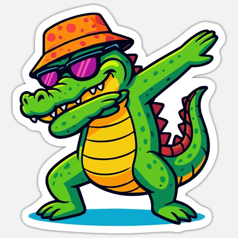 krokodil dabbing - Sticker Größe S (10 x 10 cm) - Mattweiß