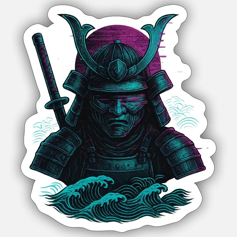 Glitch Samurai – Der digitale Krieger Sticker Größe S (10 x 10 cm)