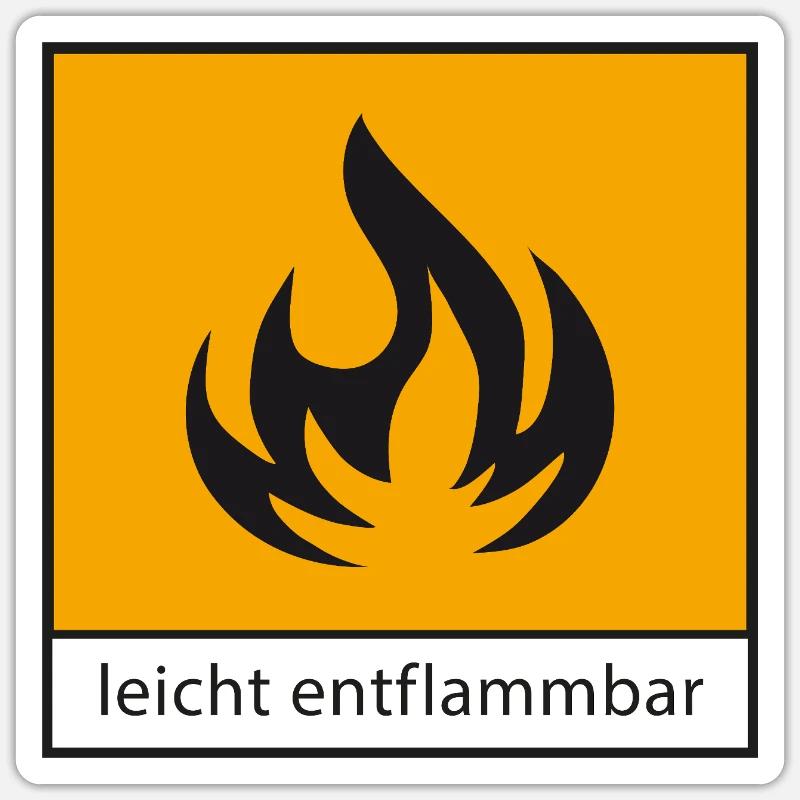 leicht entflammbar - Sticker Größe S (10 x 10 cm) - Mattweiß