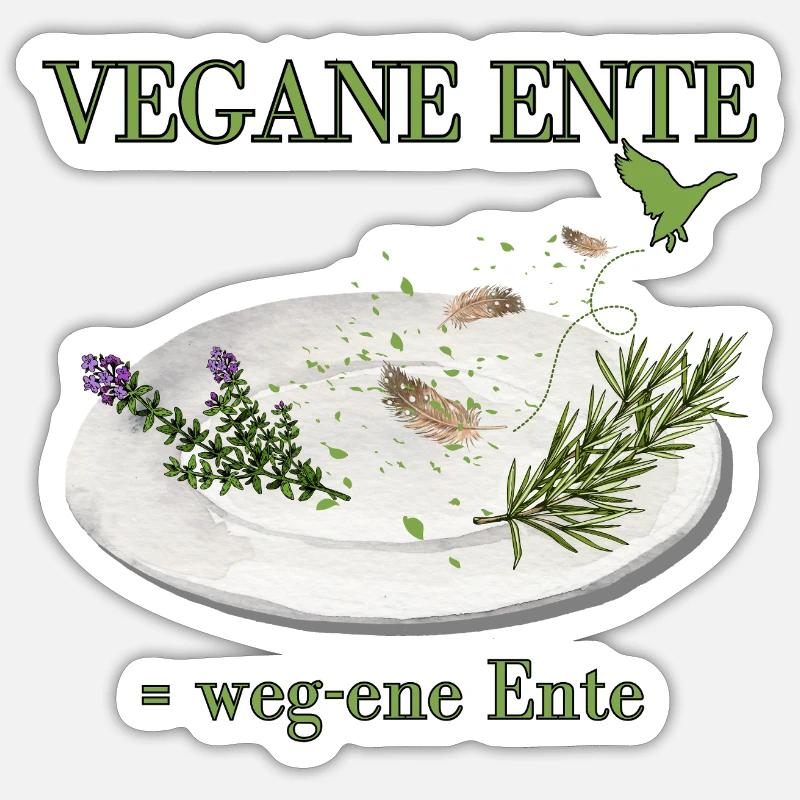 Vegane Ente - oder eher weg-ene Ente Satire Sticker Größe S (10 x 10 cm)