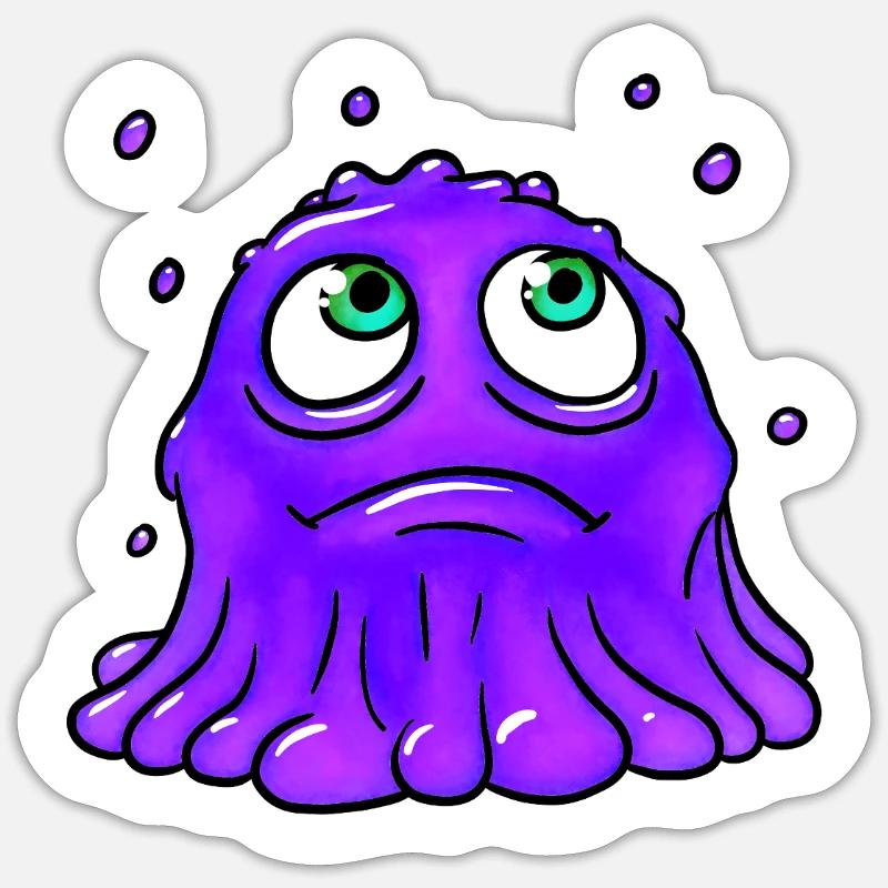Monstre de bave violette - Sticker taille S (10 x 10 cm) - blanc mat