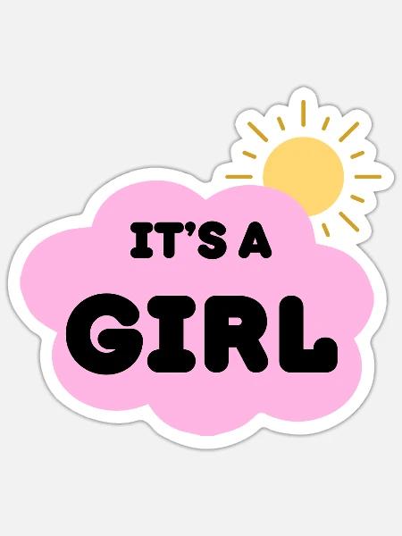 Es Ist Ein Mädchen, Baby Schwangerschaft Offenbarung Rosa Wolke - Sticker Größe S (10 x 10 cm) - Mattweiß