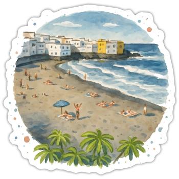Strandurlaub - Sticker Größe S (10 x 10 cm) - Mattweiß - Vorne
