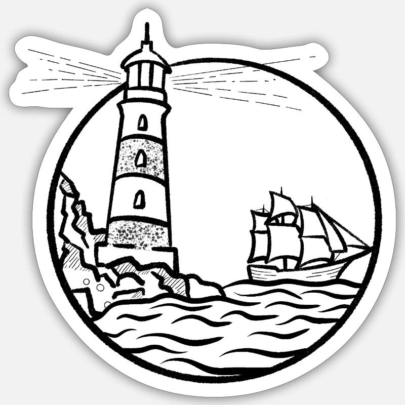 Lighthouse Ship Sticker size S (10 x 10 cm)