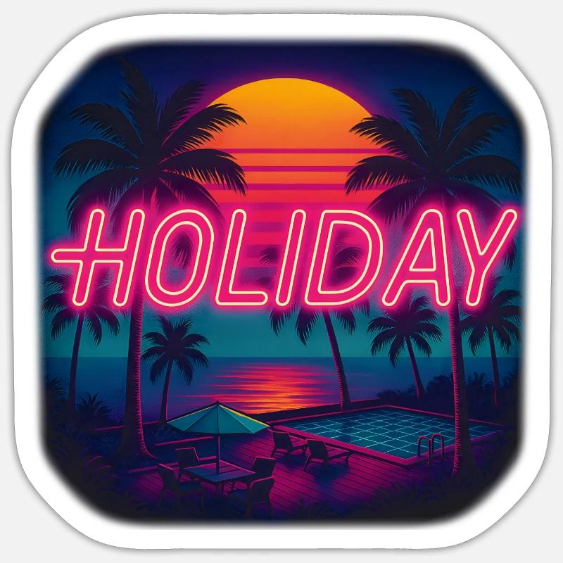 Neon Holiday Feeling – Summer Design under Palm Trees Sticker size S (10 x 10 cm)