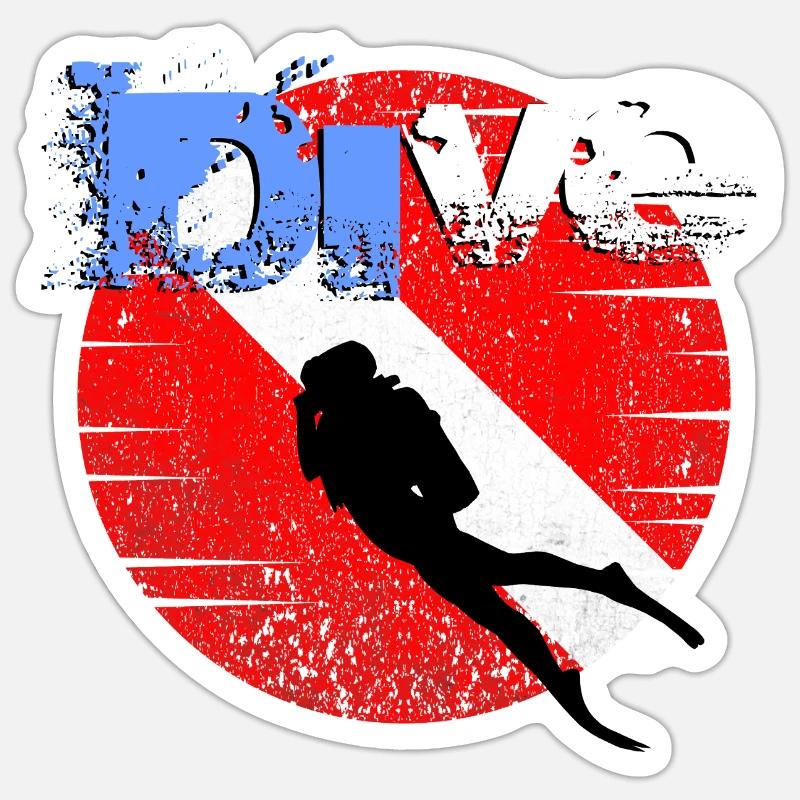 Drapeau de plongée américain Sticker taille S (10 x 10 cm)