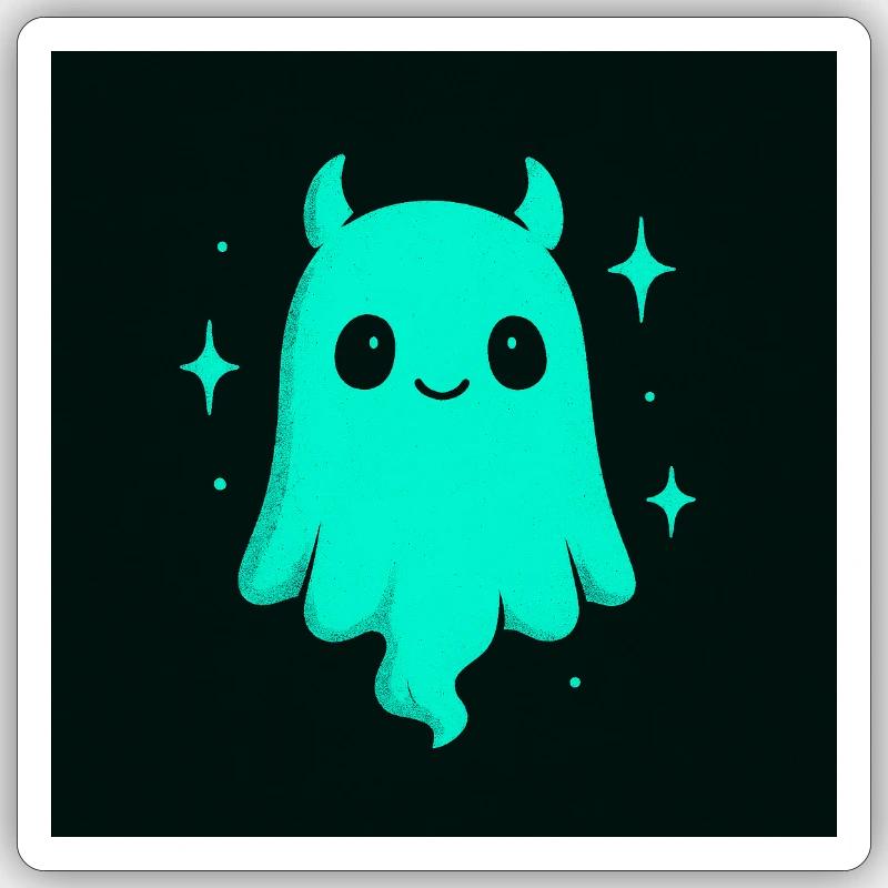 cute cyan ghost - Sticker size S (10 x 10 cm) - white matte