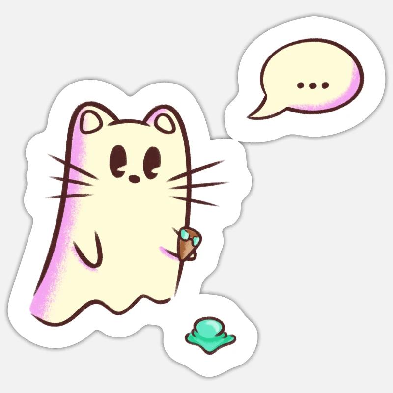 Ghost Cat Drops - Oops Sticker size S (10 x 10 cm)