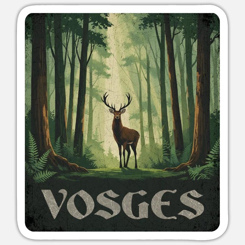 Vosges Deer Forest - Sticker size S (10 x 10 cm) - white matte