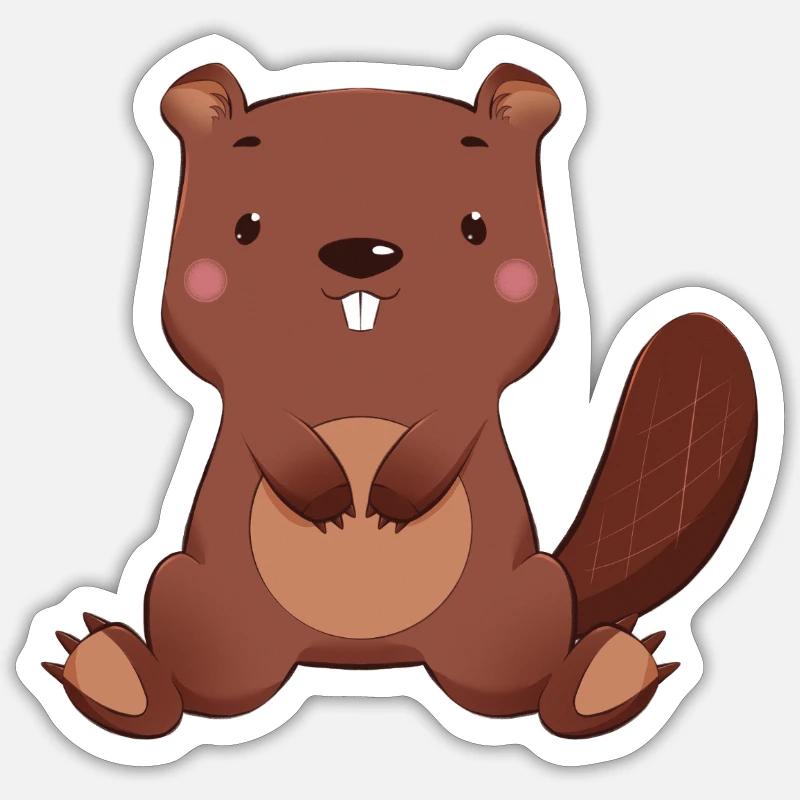 Castor - Sticker taille S (10 x 10 cm) - blanc mat
