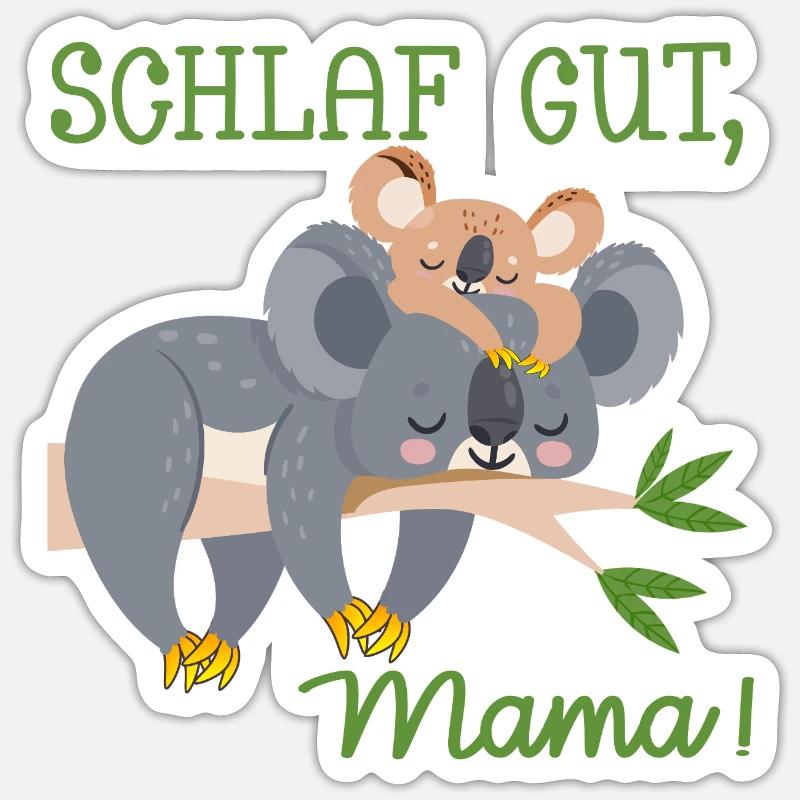 SCHLAFLOSE MAMA MUTTERTAG BABY KOALA - Sticker Größe S (10 x 10 cm) - Mattweiß
