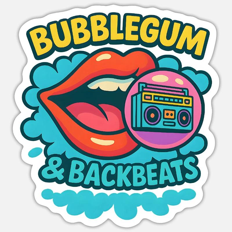 Bubblegum & Backbeats - Sticker size S (10 x 10 cm) - white matte