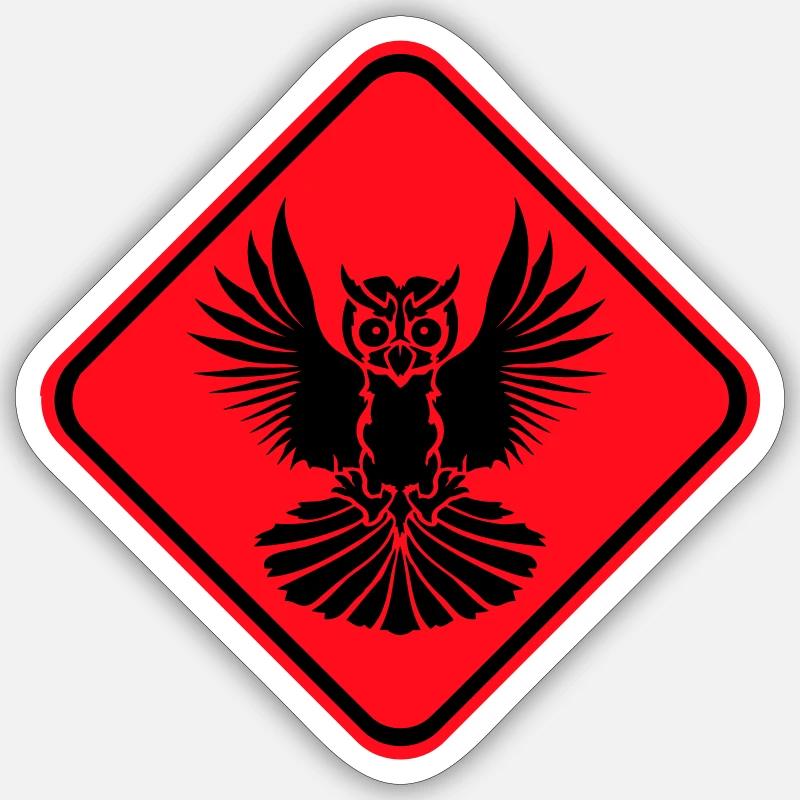Owl Warning Danger Zone Sign Note Attention Sticker size S (10 x 10 cm)
