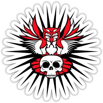 Owl Eagle Owl Cool Skull Skull Halloween Tattoo - Sticker size S (10 x 10 cm) - white matte - Front