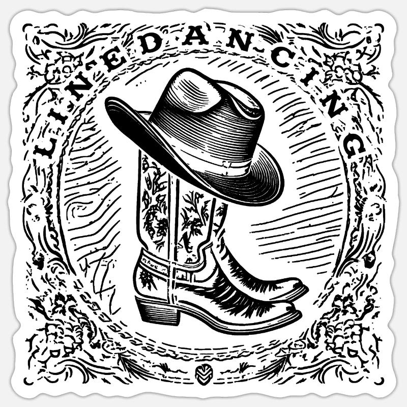 Linedancing - Sticker Größe S (10 x 10 cm) - Mattweiß