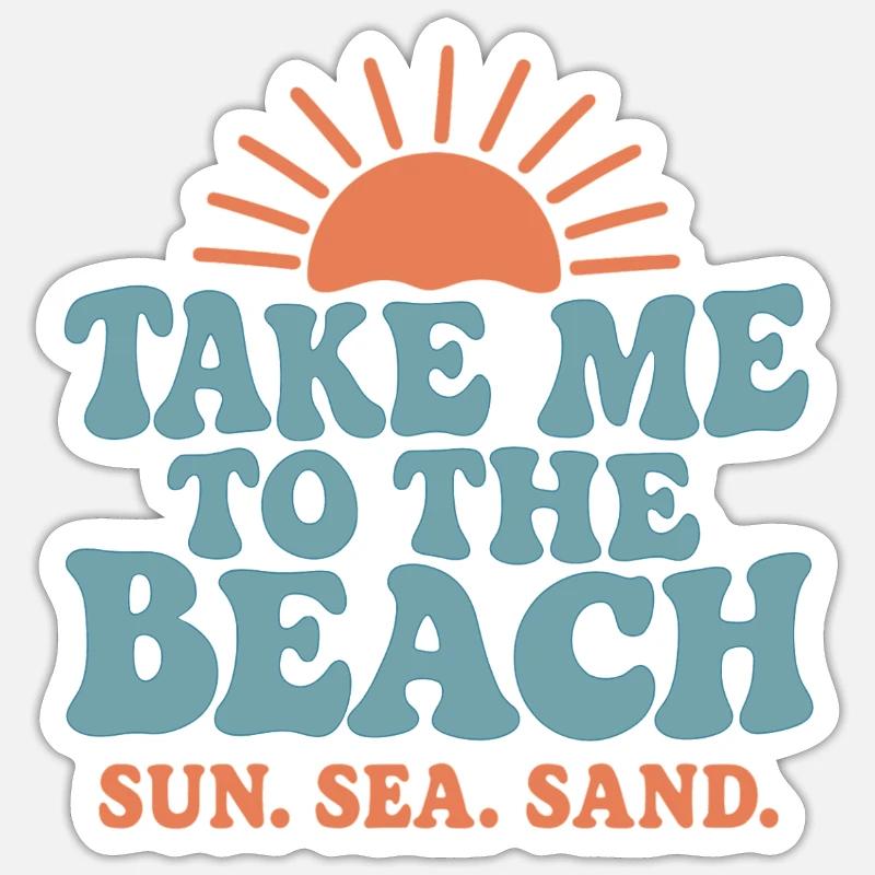Emmenez-moi à la plage – Design rétro d’été - Sticker taille S (10 x 10 cm) - blanc mat