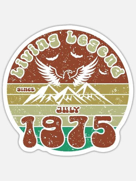 50. Geburtstag Living Legend since VIN 07/1975 - Sticker Größe S (10 x 10 cm) - Mattweiß