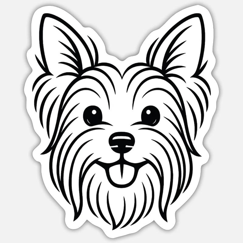 TinyPaws Black & White Edition Yorkshire Terrier b Sticker Größe S (10 x 10 cm)