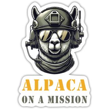 Alpaka im Einsatz - Sticker Größe S (10 x 10 cm) - Mattweiß - Vorne