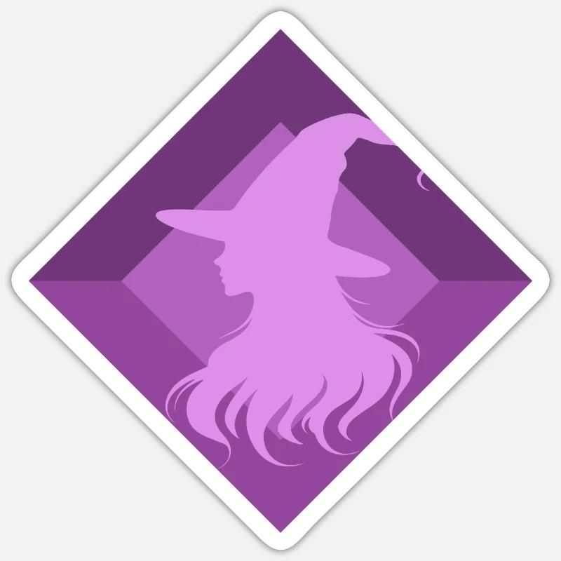 Witch Magic Broom - Sticker size S (10 x 10 cm) - white matte