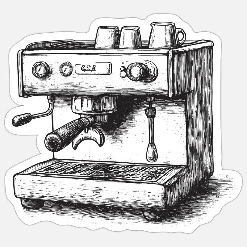 Machine à café - Sticker taille S (10 x 10 cm) - blanc mat