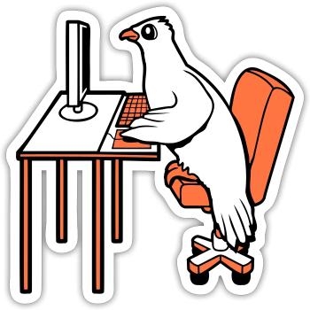 Pigeon Works Office Computer Keyboard Mouse Gamer - Sticker size S (10 x 10 cm) - white matte - Front